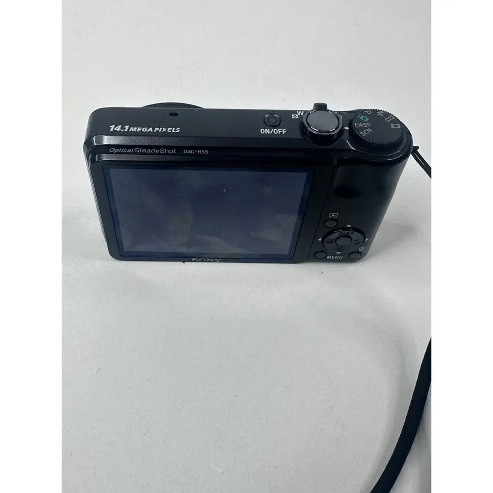 Sony Cyber-shot DSC-H55 Digital Camera 10x Zoom Black Charger Battery Bag Tested